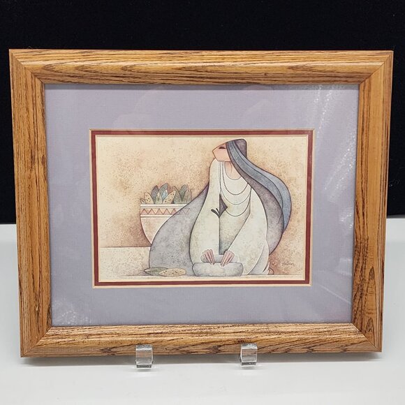 Framed Wall Decor G.E. Mullan Framed Art Print Of Southwest Woman With Pottery O - Picture 1 of 9